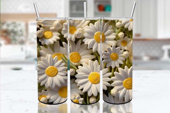 Download 3D Daisy Flower Tumbler Wrap - Tumbler wrap Collection