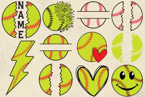 Download Softball Name Cricut SVG Bundle Files - Bundle Collection