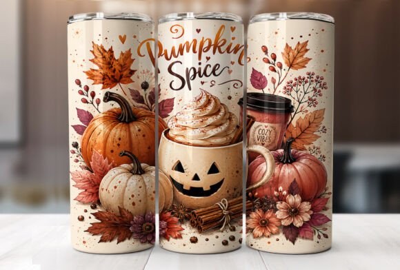 Download Pumpkin Spice Fall Vibes Tumbler Wraps - Tumbler wrap Collection