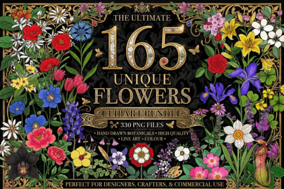 Download 165 Unique Flowers Clipart Bundle - Bundle Collection