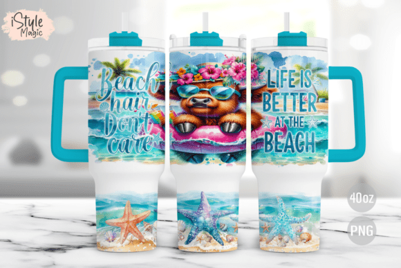 Download Summer Beach Vibes Cow 40oz Tumbler Wrap - Tumbler wrap Collection