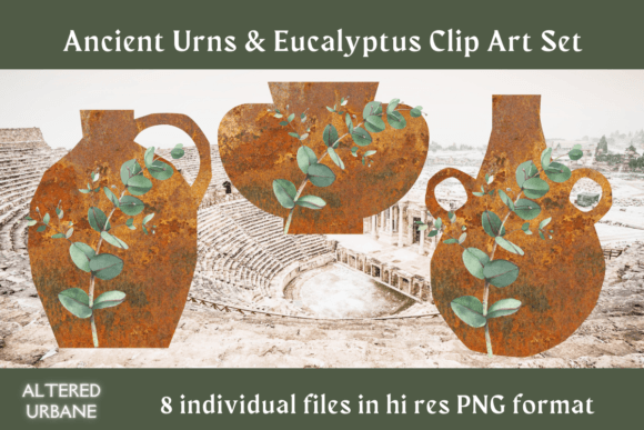 Download Ancient Urns &amp; Eucalyptus Clip Art - Clip art Collection