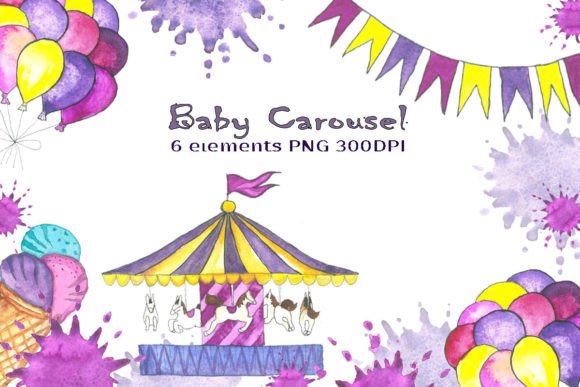 Download Baby Carousel Digital Paper &amp; Clip Art - Clip art Collection