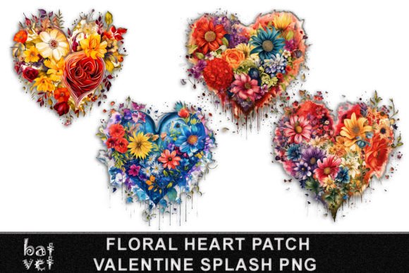Download Floral Heart Splash Patch Bundle Design - Bundle Collection