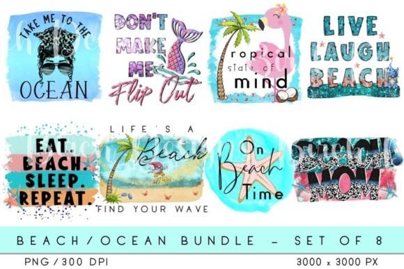 Download Beach Sublimation Bundle - Set of 8 PNGs - Bundle Collection