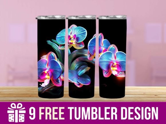 Download 3D Neon Flower Tumbler Wrap Designs - Tumbler wrap Collection