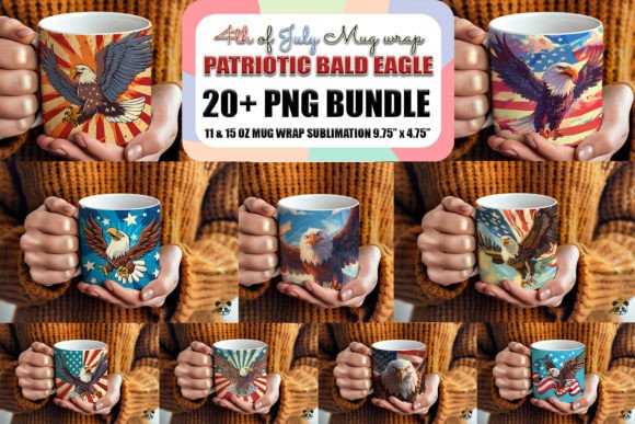Download 4th of July Bald Eagle Mug Wrap Bundle - Bundle Collection