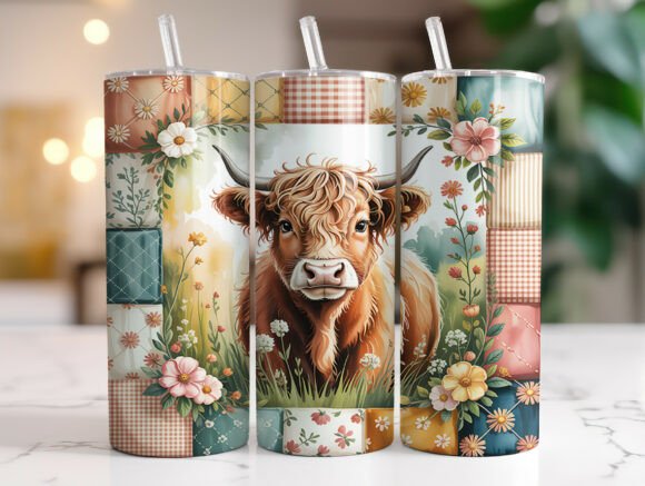 Download Floral Western Highland Cow Tumbler Wrap - Premium Resources