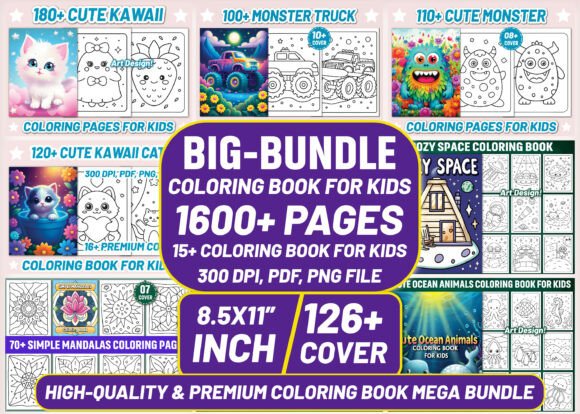 Download Kids Big Bundle of Coloring Book Pages - Bundle Collection