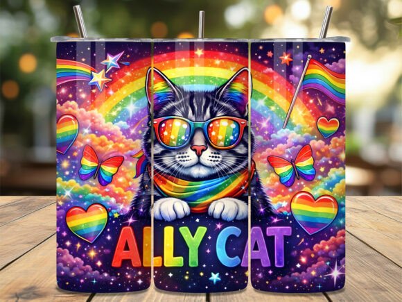 Download Rainbow Ally Cat Pride Tumbler Wrap - Tumbler wrap Collection