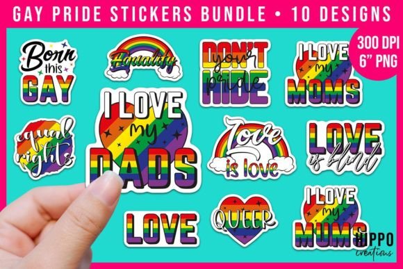 Download Gay Pride Sticker Bundle of 10 LGBTQ PNG - Bundle Collection
