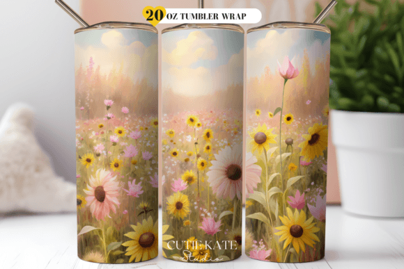 Download Sunflower with Daisy Flower Tumbler Wrap - Tumbler wrap Collection