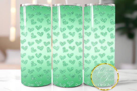 Download Glitter Tumbler Wrap Green Hearts Design - Tumbler wrap Collection