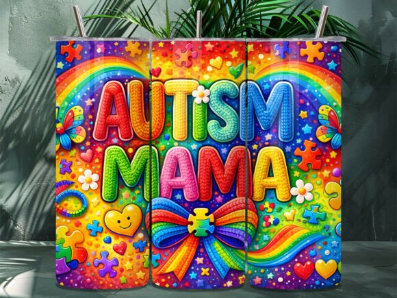 Download Autism Mama Rainbow Pride Tumbler Wrap - Tumbler wrap Collection