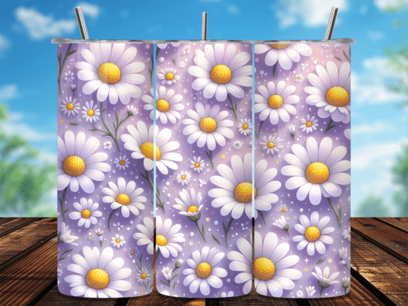 Download Purple Daisy Flower Pattern Tumbler Wrap - Tumbler wrap Collection