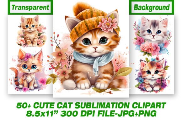 Download Cute Cat Sublimation Clipart Bundle - Bundle Collection