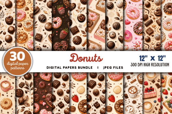 Download Donuts Digital Paper Pattern Bundle - Bundle Collection