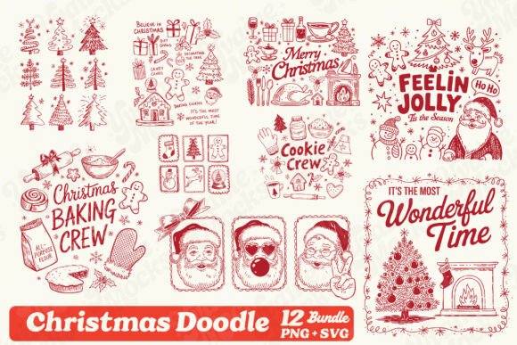 Download Christmas Doodles SVG Bundle Sublimation - Bundle Collection