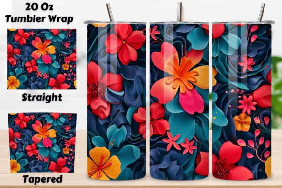 Download 3D Vibrant Flower Tumbler Wrap | Seamles - Tumbler wrap Collection