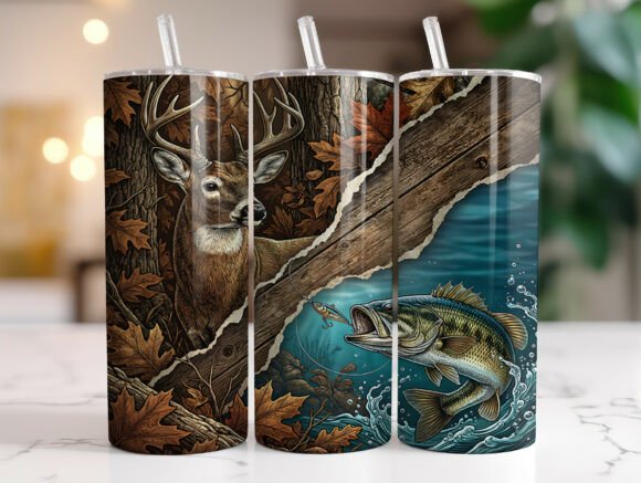 Download Hunting Fishing Tumbler Wrap Sublimation - Premium Resources