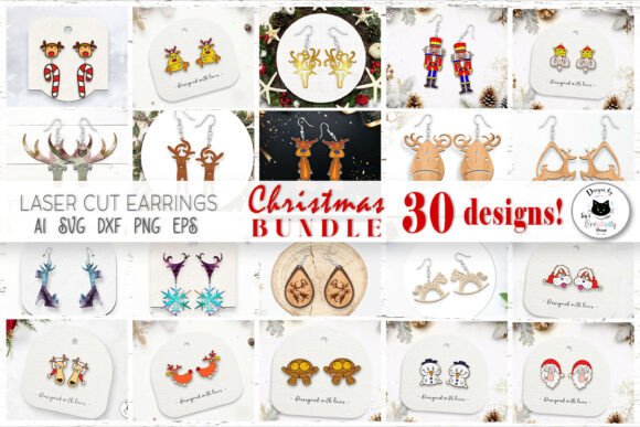 Download Christmas Earrings Laser Cut Big Bundle - Bundle Collection