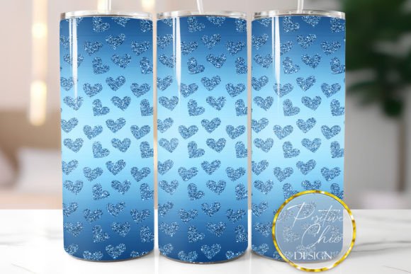 Download Blue Tumbler Wrap Glitter Hearts Design - Tumbler wrap Collection