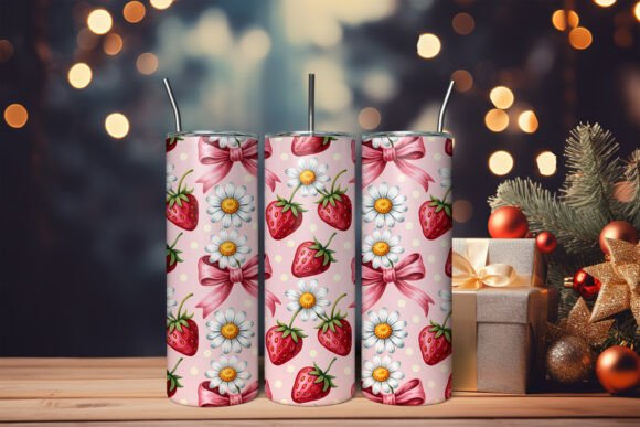 Download Strawberry Coquette Bow Tumbler Wrap PNG - Tumbler wrap Collection