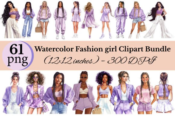 Download Watercolor Fashion Girl Clipart Bundle - Bundle Collection