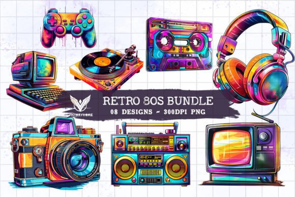 Download Retro 80s Bundle Sublimation Clipart - Bundle Collection