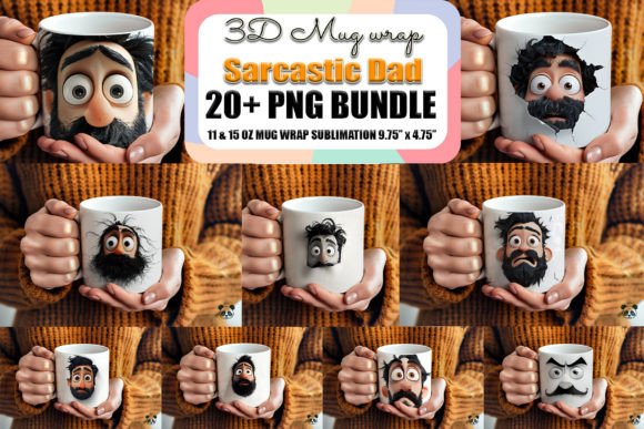Download Dad Face 3D Fathers Day Mug Wrap Bundle - Bundle Collection